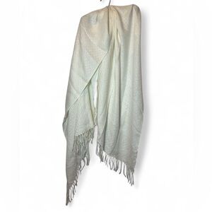 Rare Vintage Zenith Mode Wooltouch Cream Geometric Warm Winter Fringe Scarf